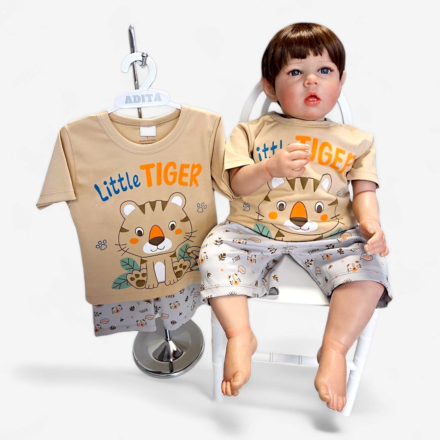 PIJAMA LITTLE TIGER EN COLOR BEIGE