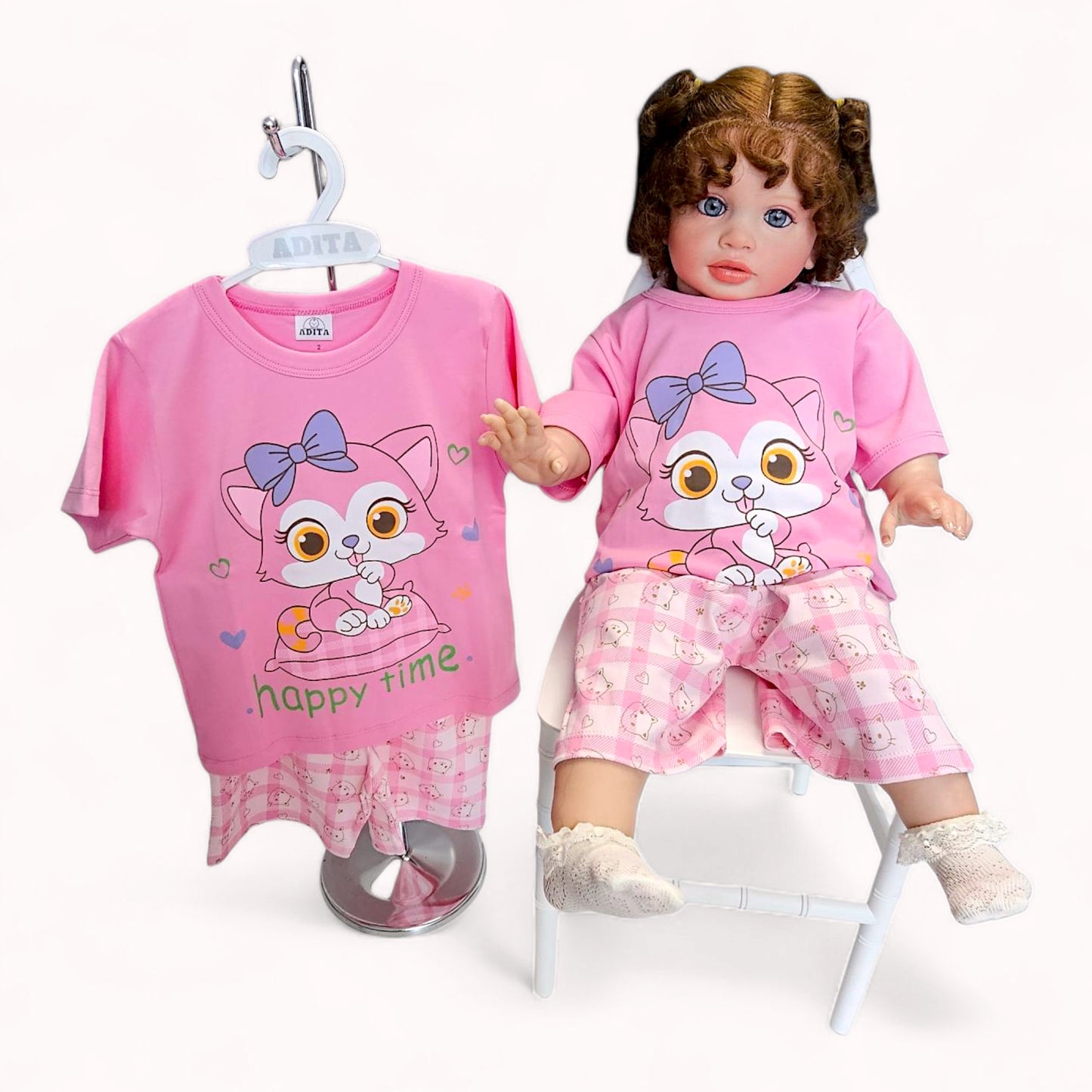 PIJAMA HAPPY TIME EN COLOR CHICLE-ROSADO