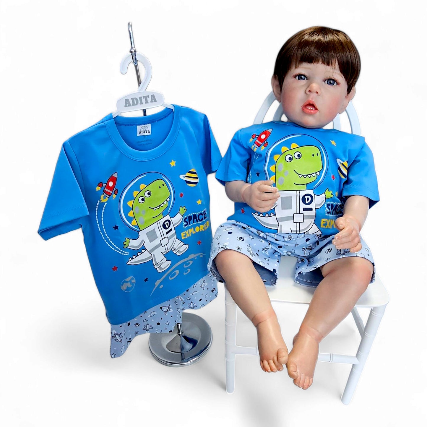 PIJAMA SPACE EN COLOR ITALIANO/CELESTE