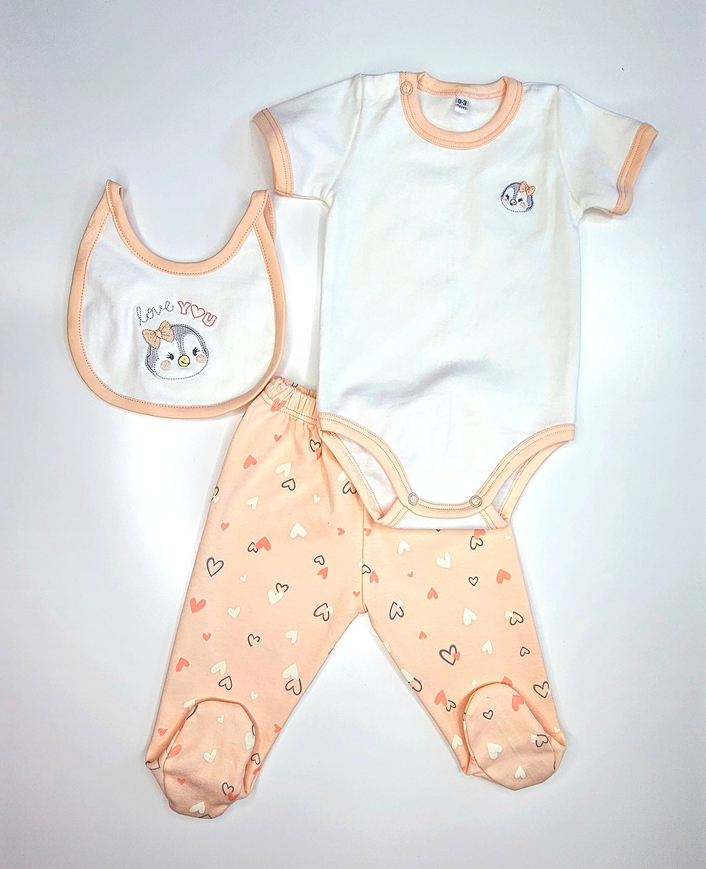 CONJUNTO DE 5PZ PARA BEBITA PINGUI LOVE