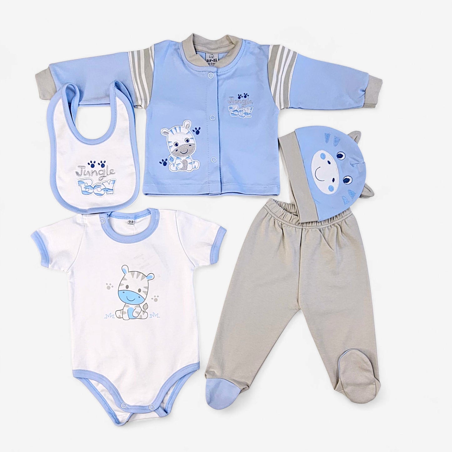 CONJUNTO DE 5PZ PARA VARONCITO JUNGLE BOY