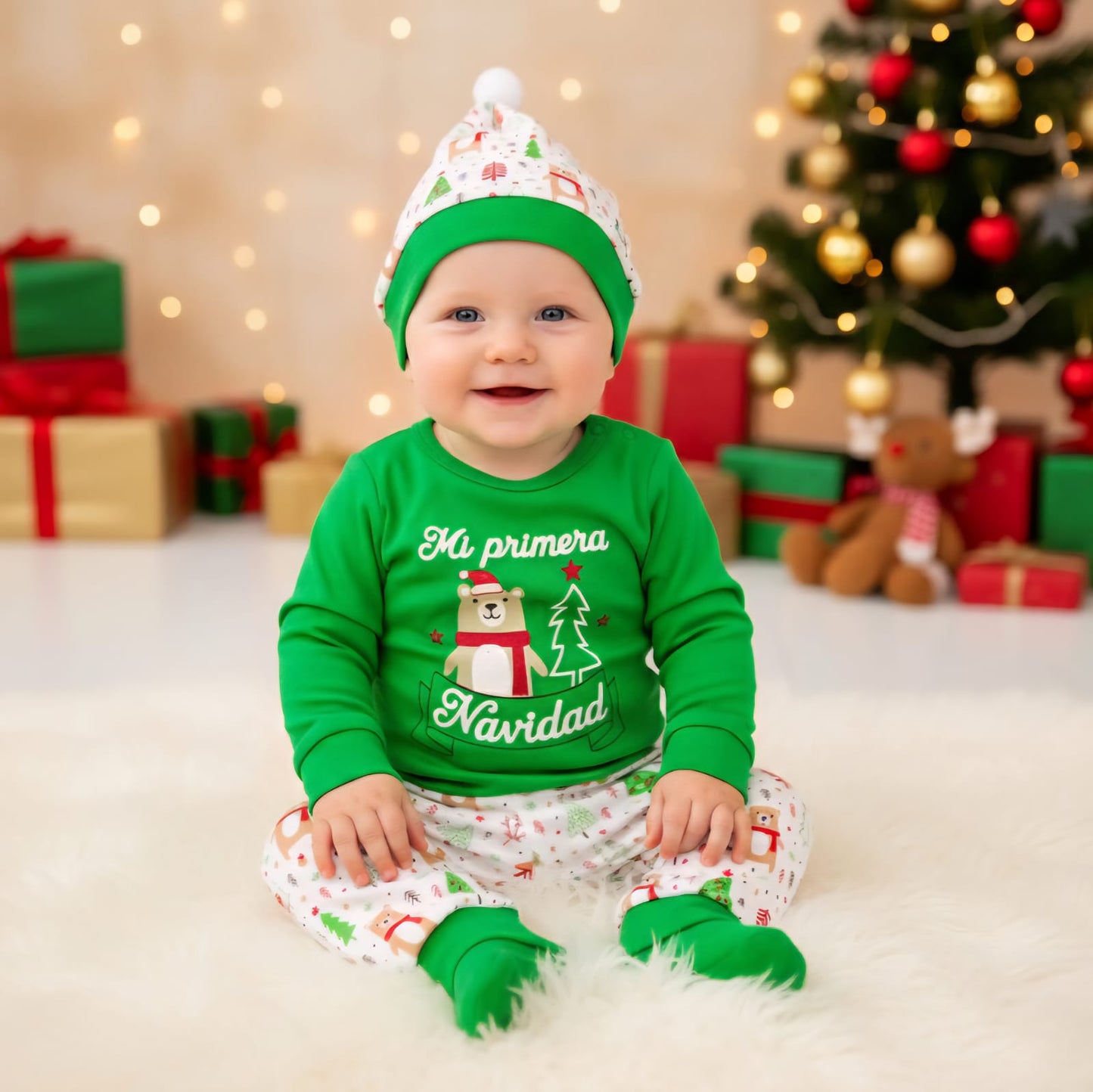 CONJUNTO MI PRIMERA NAVIDAD EN COLOR VERDE