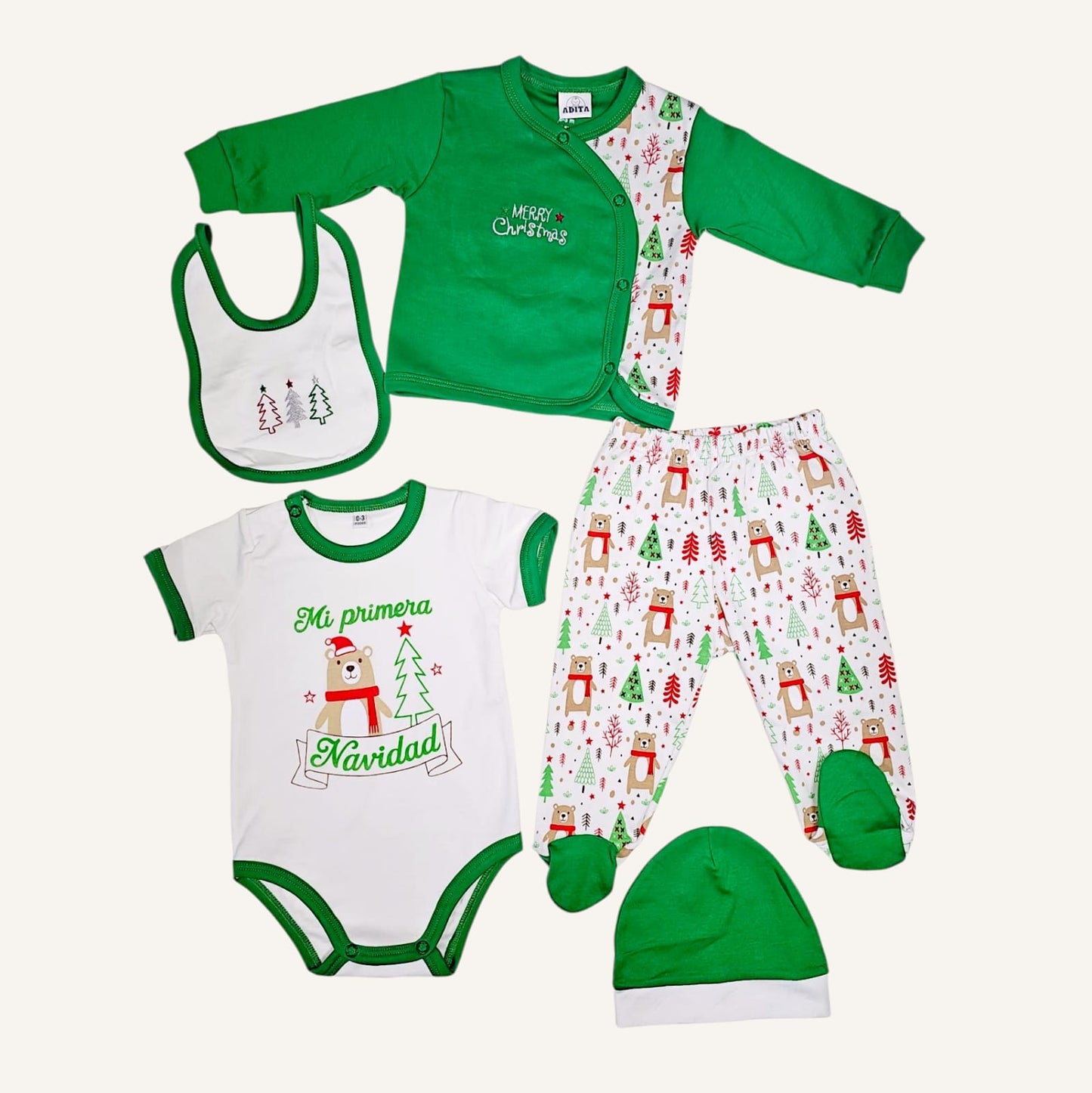 CONJUNTO DE NAVIDAD COLOR VERDE