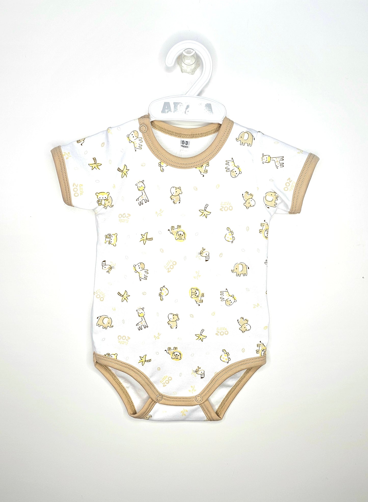 BODY MANGA CORTA ESTAMPADO COLOR BEIGE