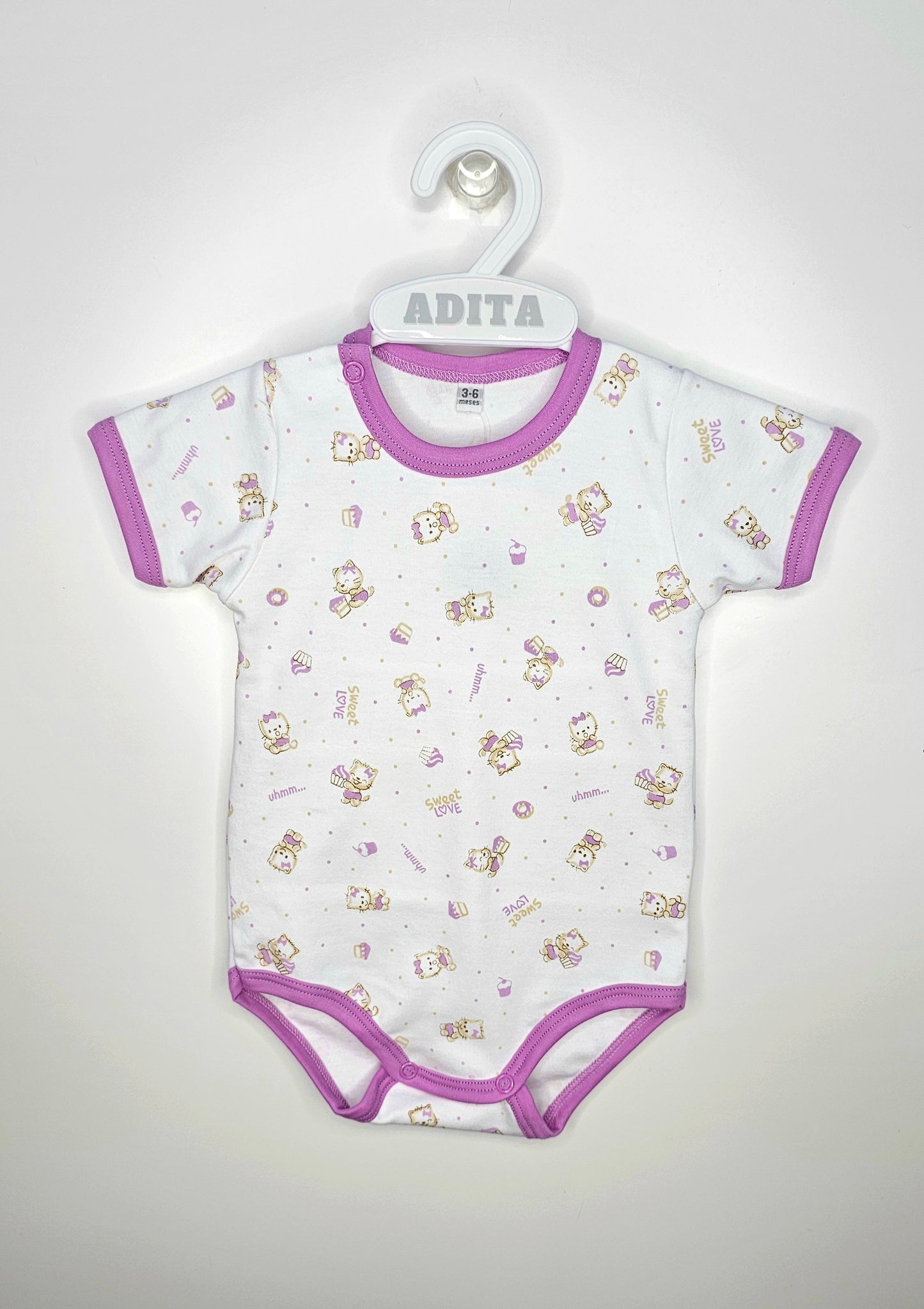 BODY MANGA CORTA ESTAMPADO COLOR LILA