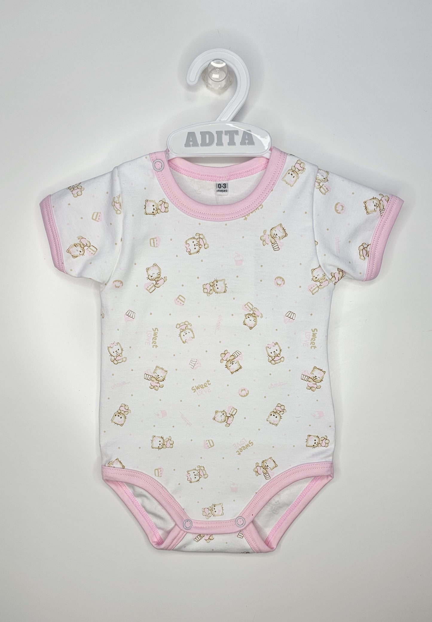 BODY MANGA CORTA ESTAMPADO COLOR ROSADO