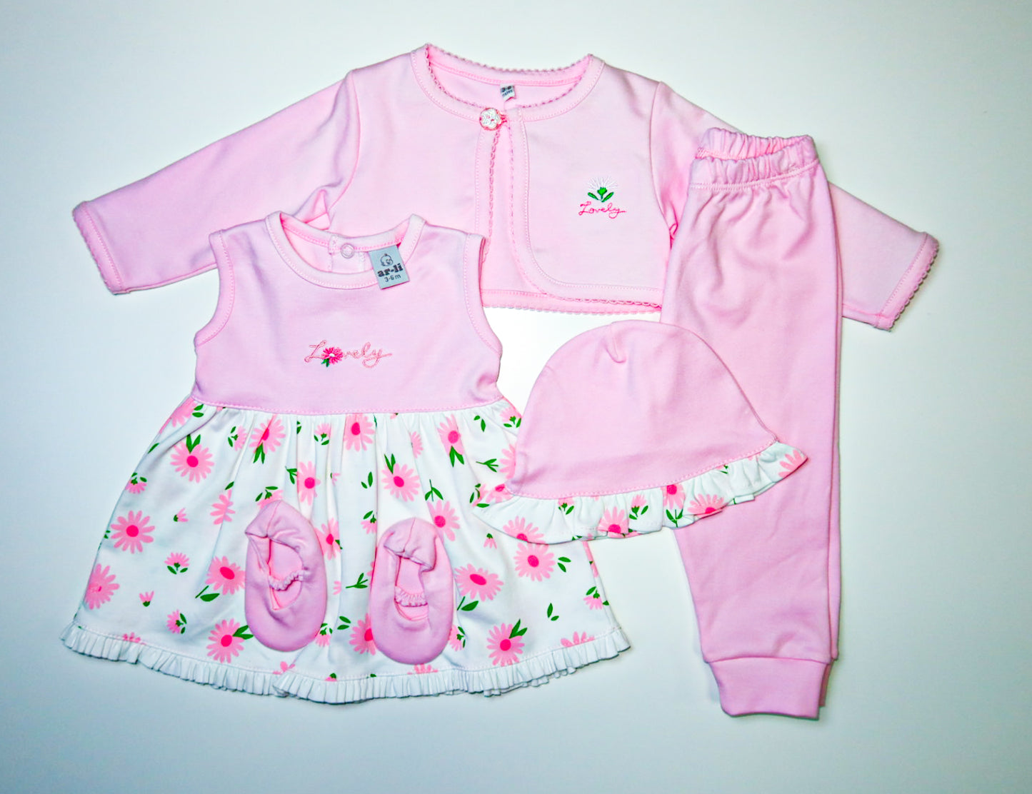 VESTIDO DE 5PZ LOVELY EN COLOR ROSADO