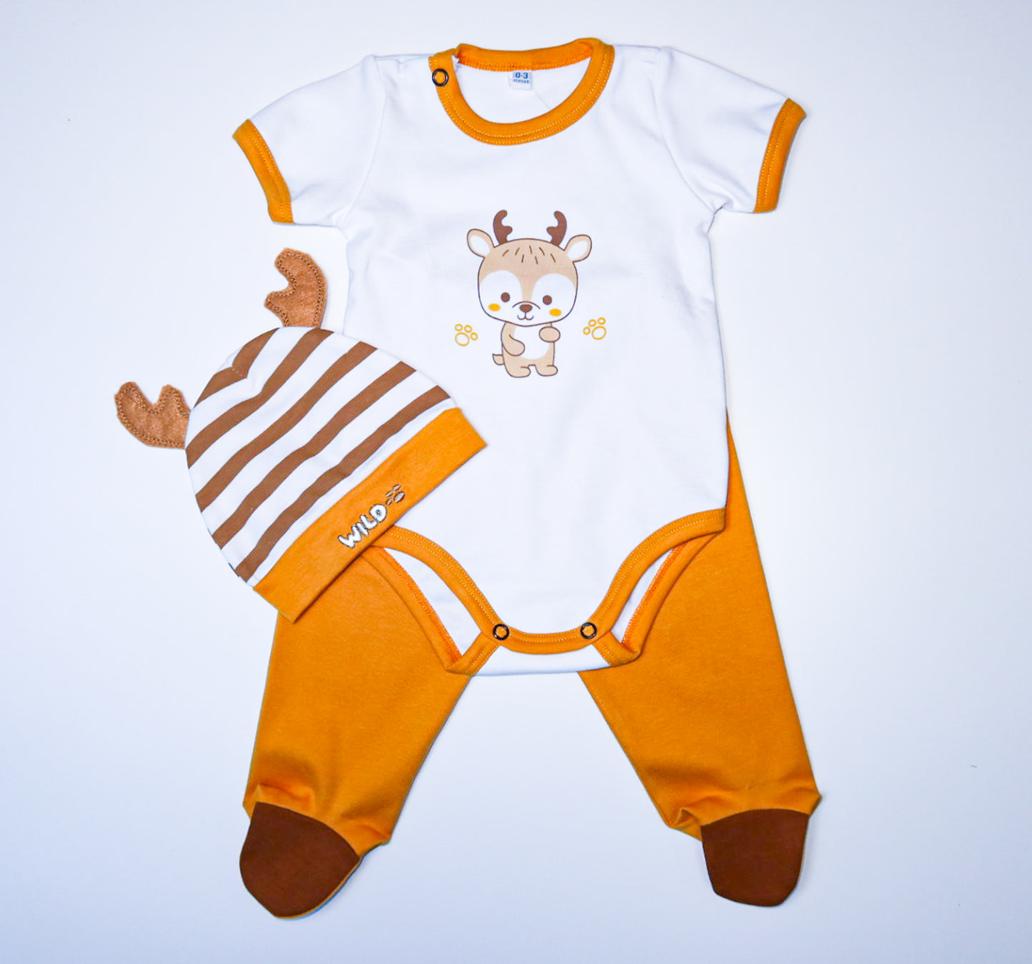 CONJUNTO DE 5PZ WILD FRIENDS MOSTAZA