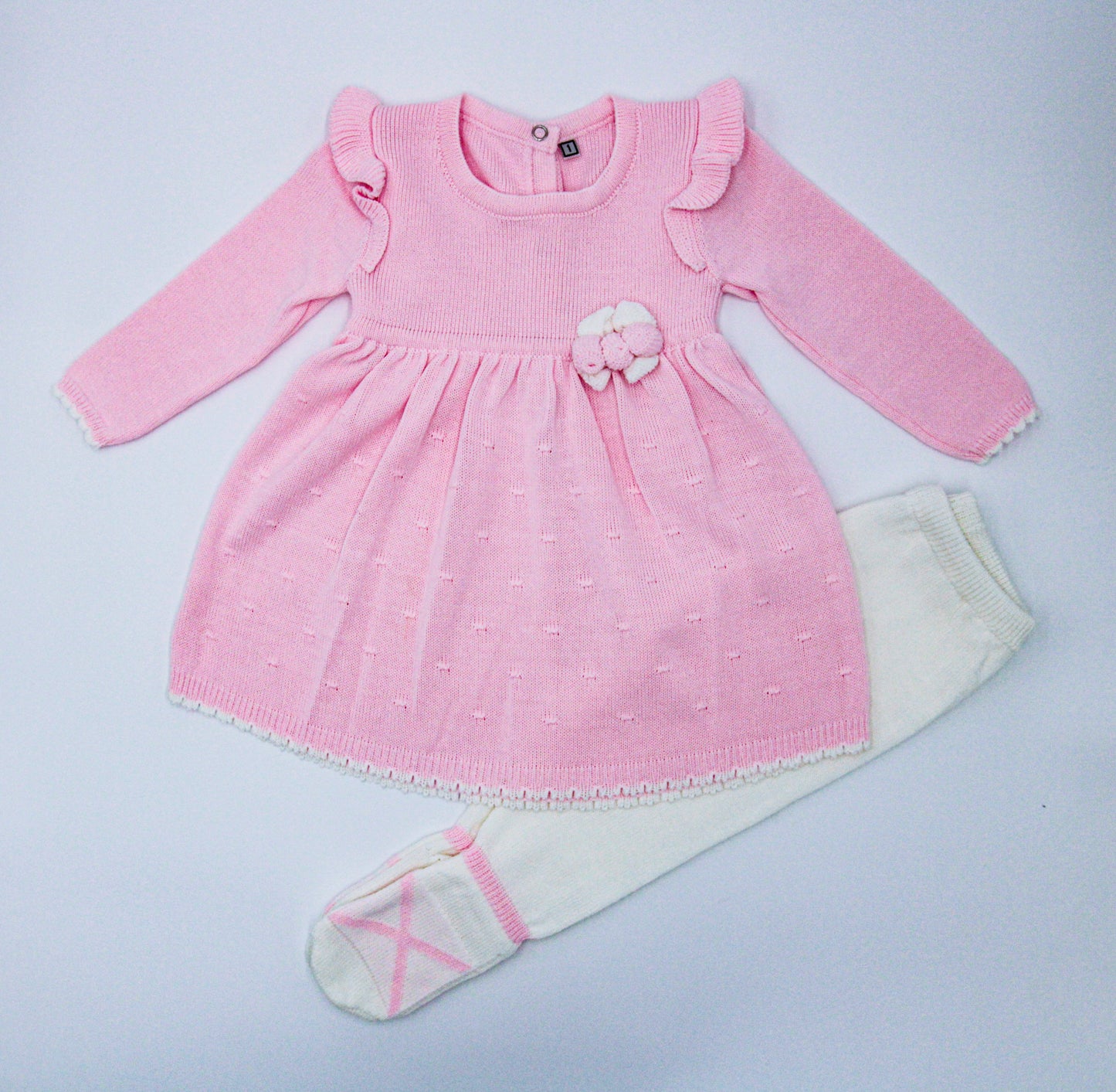CONJUNTO MOTITA HILO TACTO EN COLOR ROSADO