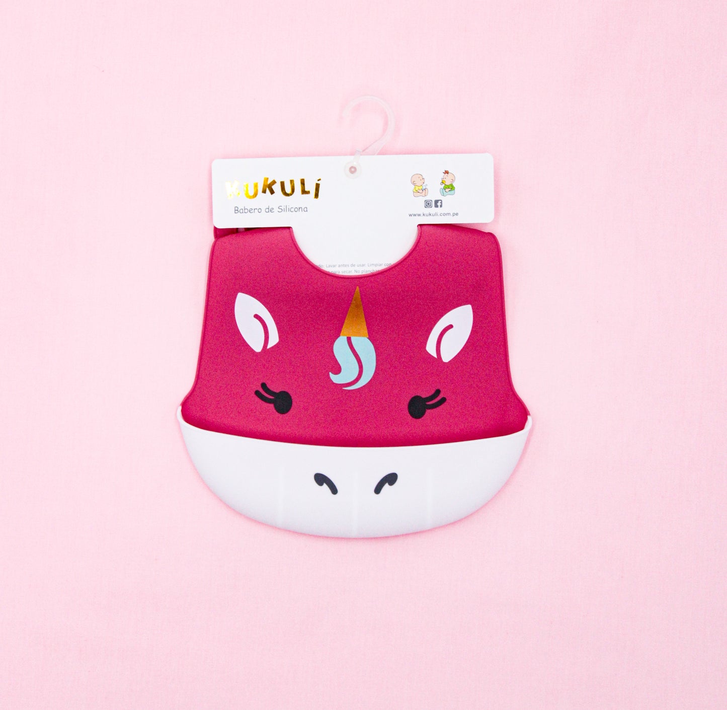 Babero de Silicona en Color Barbie Rosado