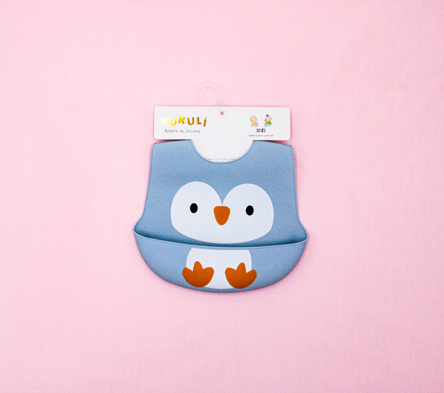 Babero de Silicona en Color Celeste