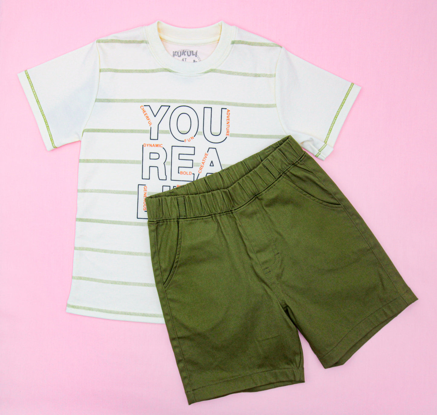 CONJUNTO CRISTOPHER Crema - Verde Militar