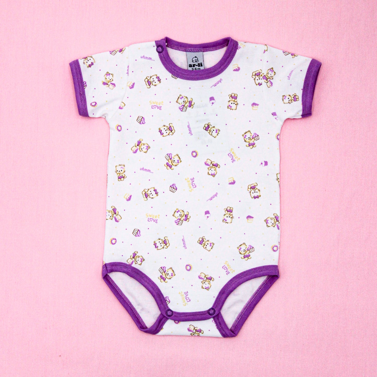 BODY MANGA CORTA ESTAMPADO LILA