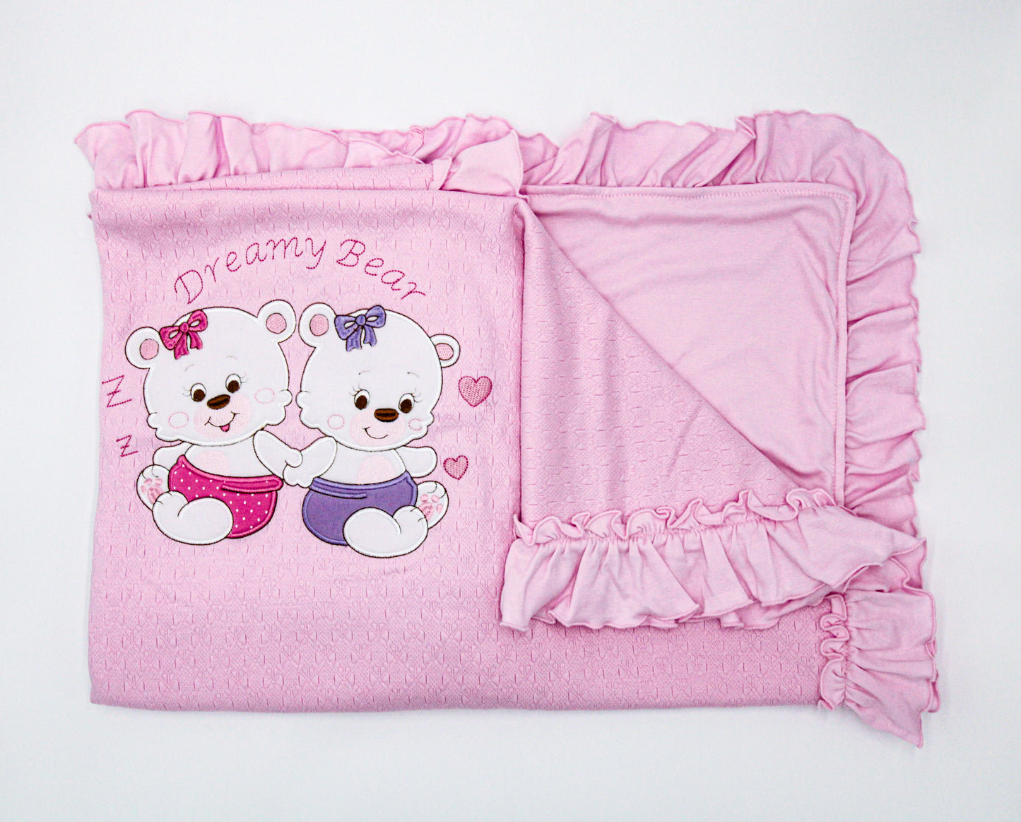 MANTA JACQUARD C/ BOBOS EN COLOR ROSADO