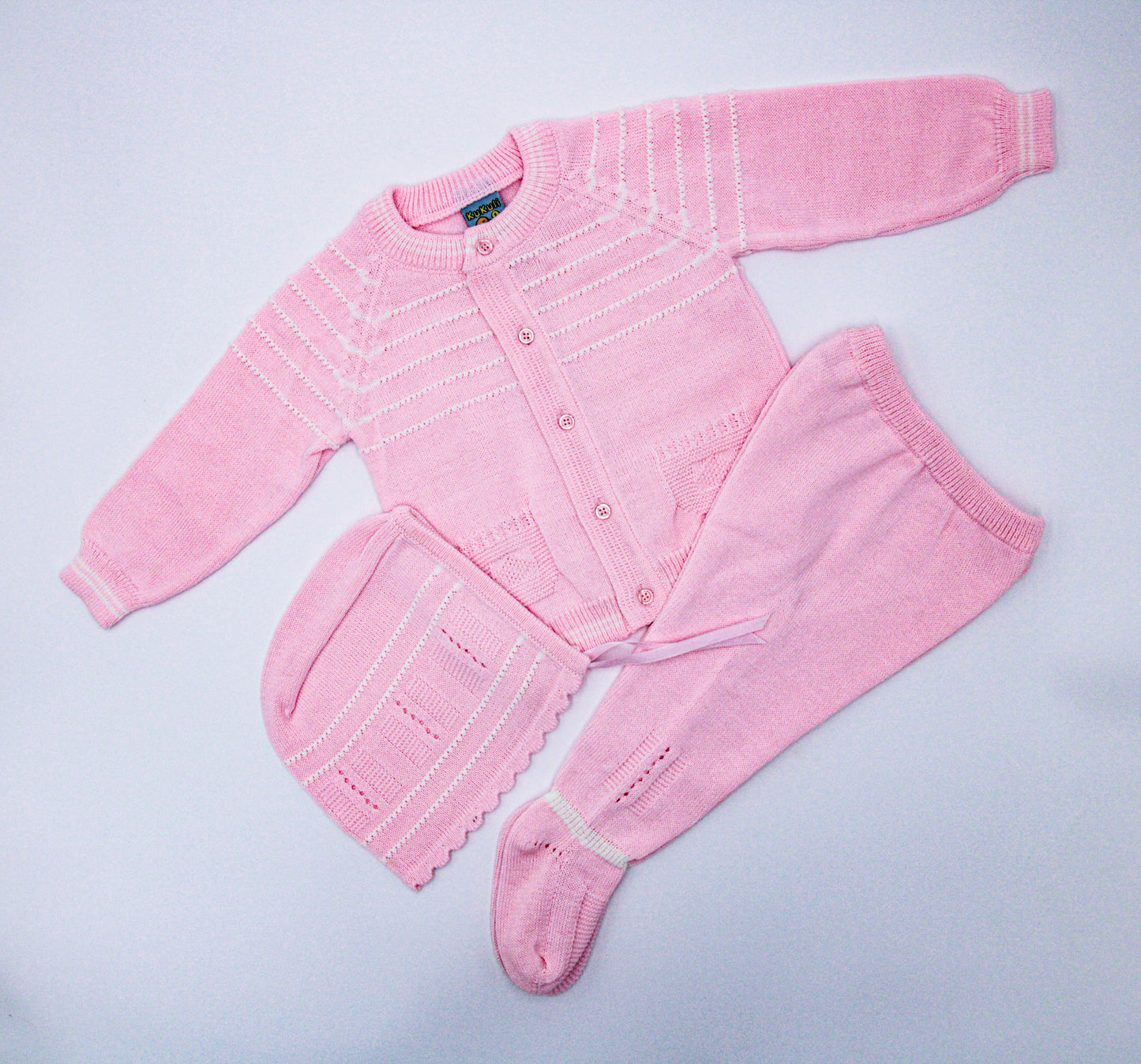 CONJUNTO ROPON DE HILO BOLSILLITOS EN COLOR ROSADO