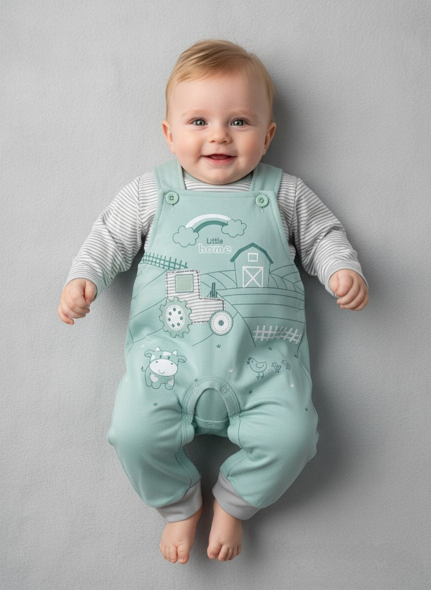 OVEROL MY LITTLE FARM EN COLOR CEMENTO VERDE