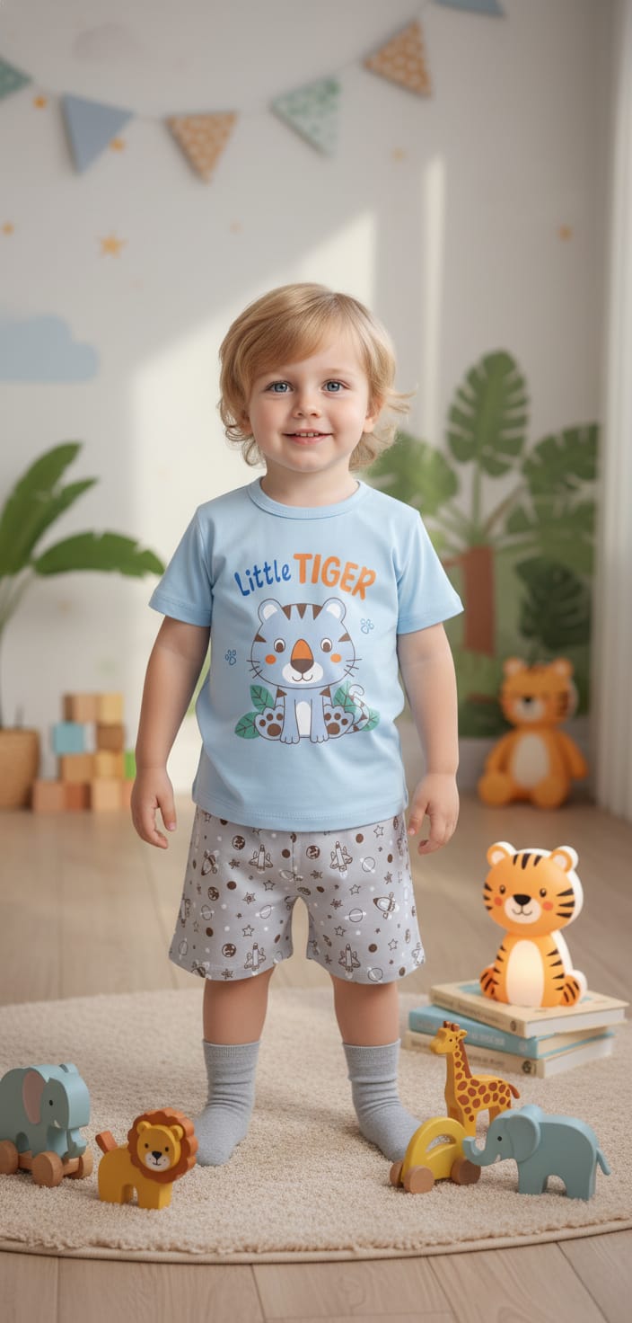 PIJAMA LITTLE TIGER EN COLOR CELESTE