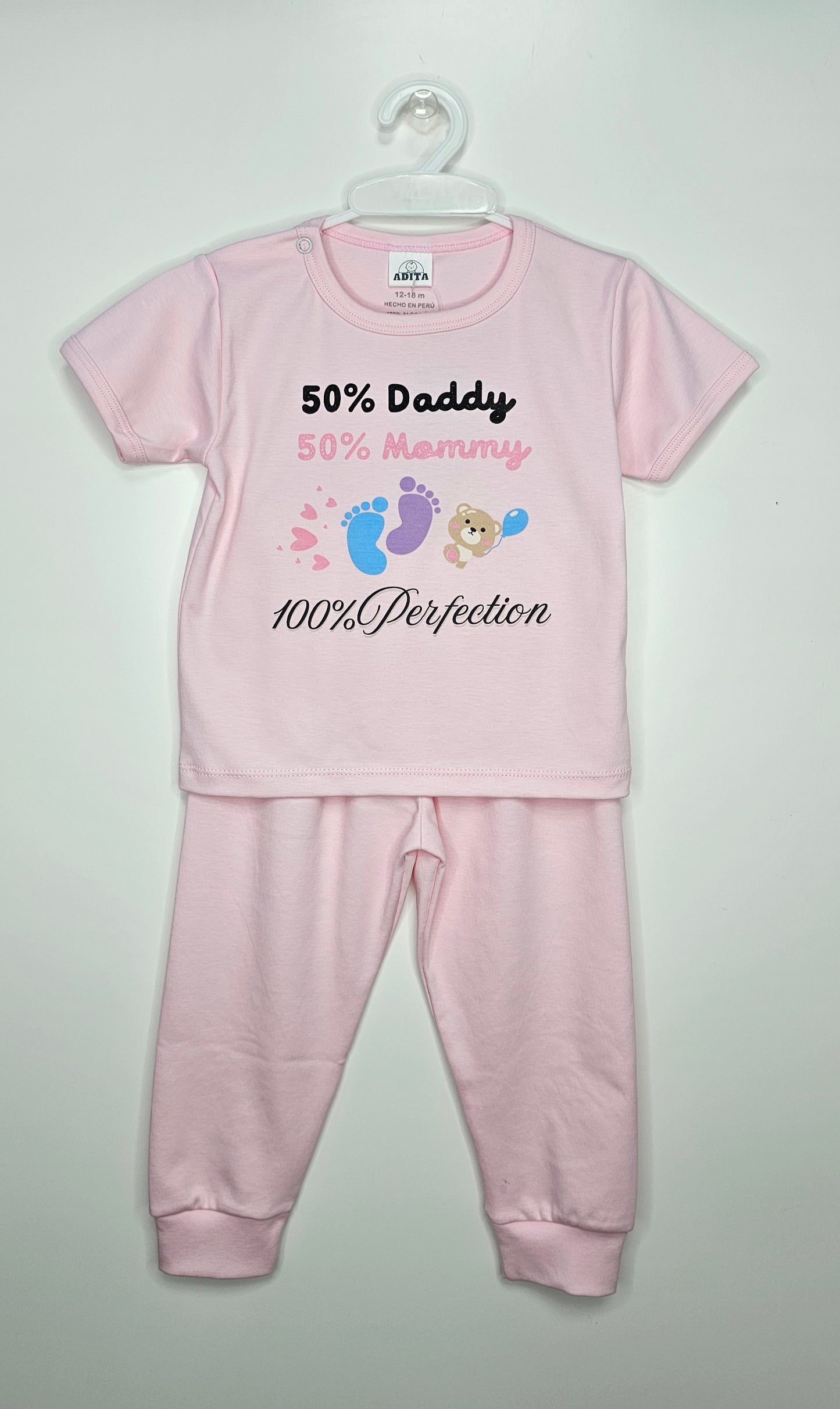 CONJUNTO POLITO MC CON PANTALON EN COLOR ROSADO