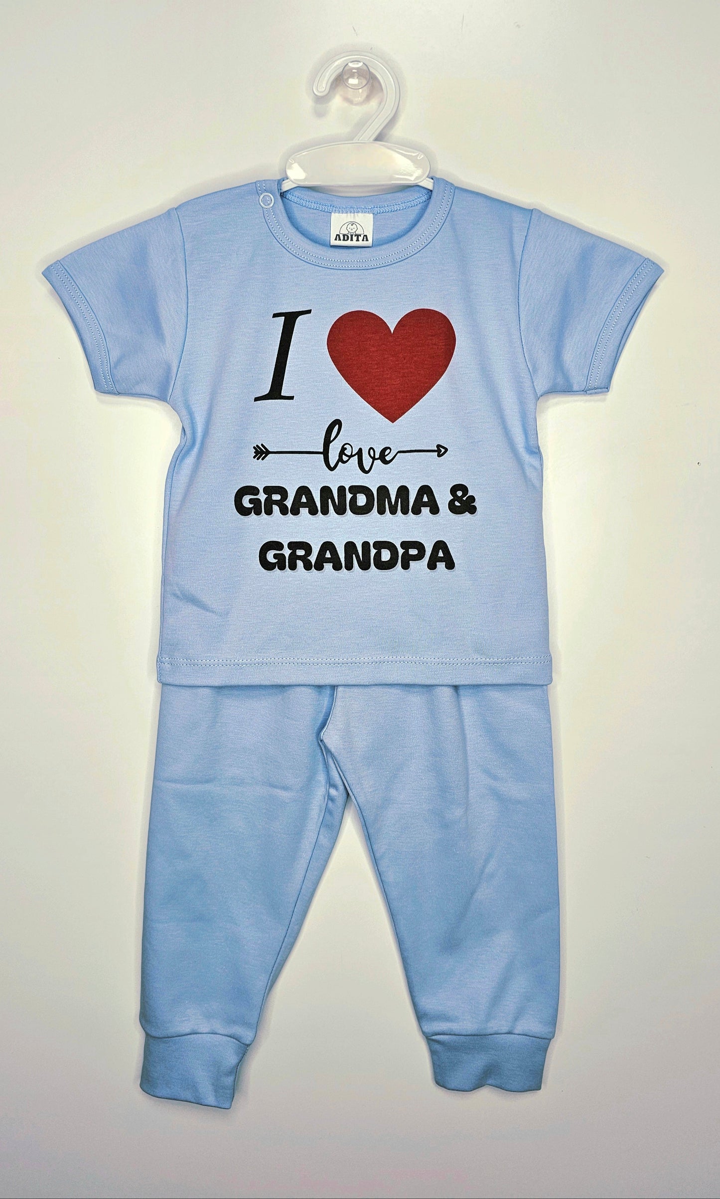 CONJUNTO POLITO MC CON PANTALON EN COLOR CELESTE