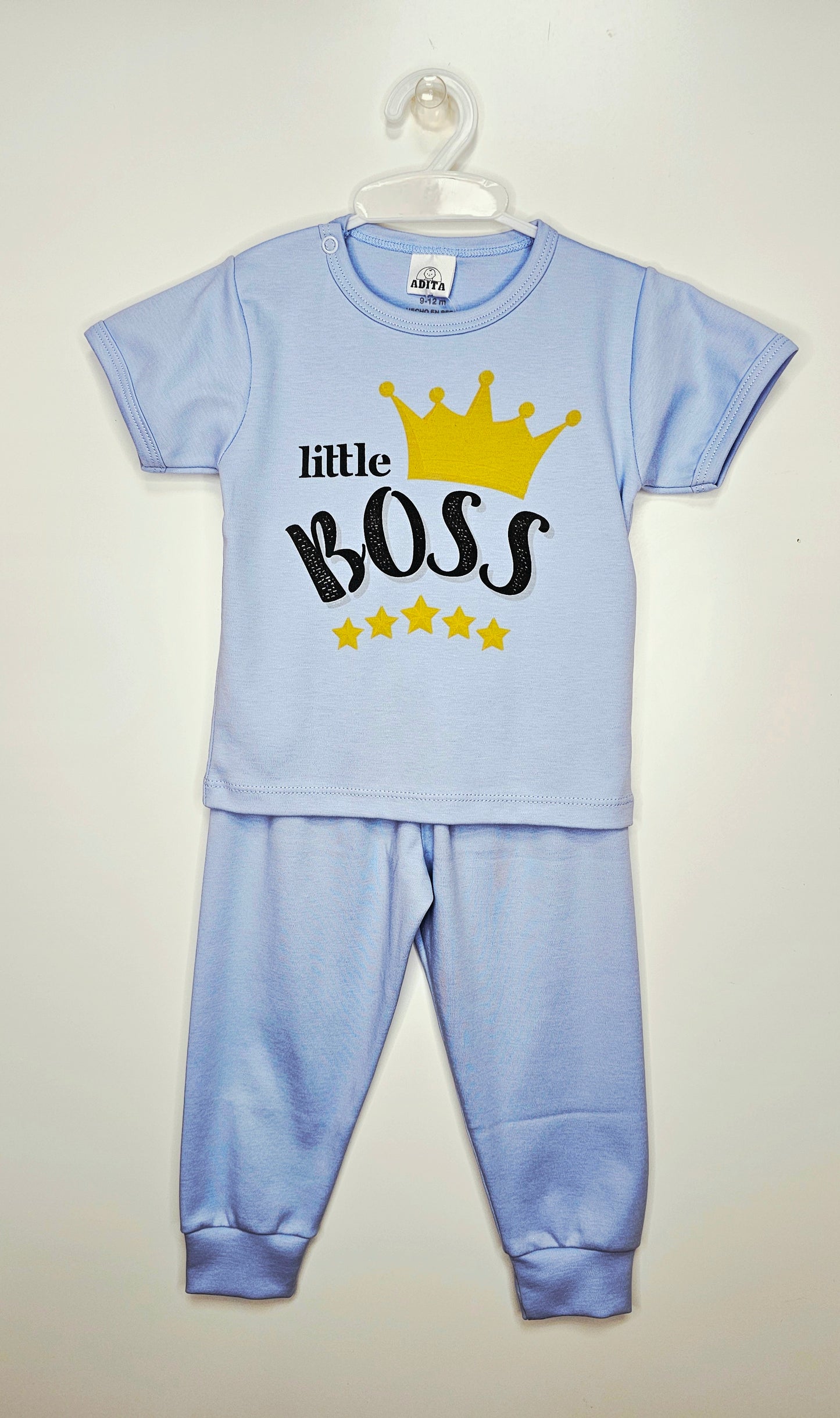 CONJUNTO POLITO MC CON PANTALON EN COLOR CELESTE