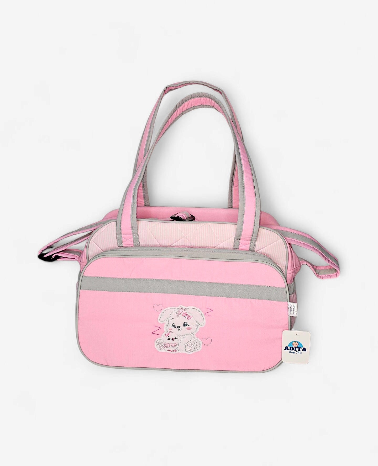 BOLSO PAÑALERA DE ALGODÓN EN COLOR ROSADO