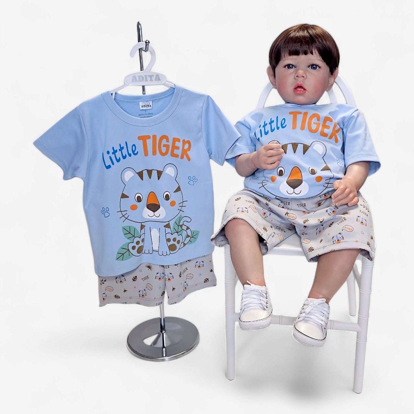 PIJAMA LITTLE TIGER EN COLOR CELESTE