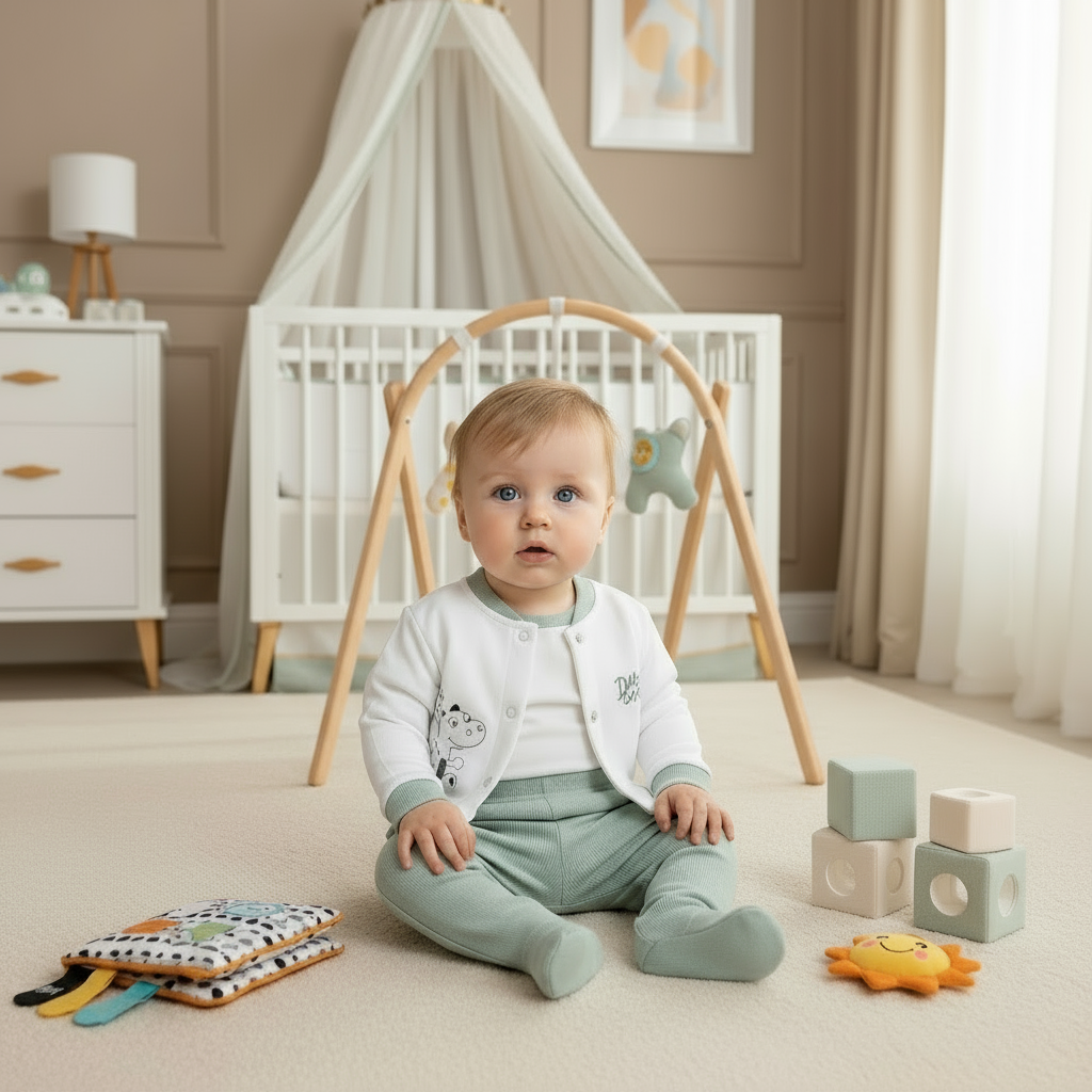 CONJUNTO  DINOSAUR BOY 5PZ EN COLOR VERDE PASTEL