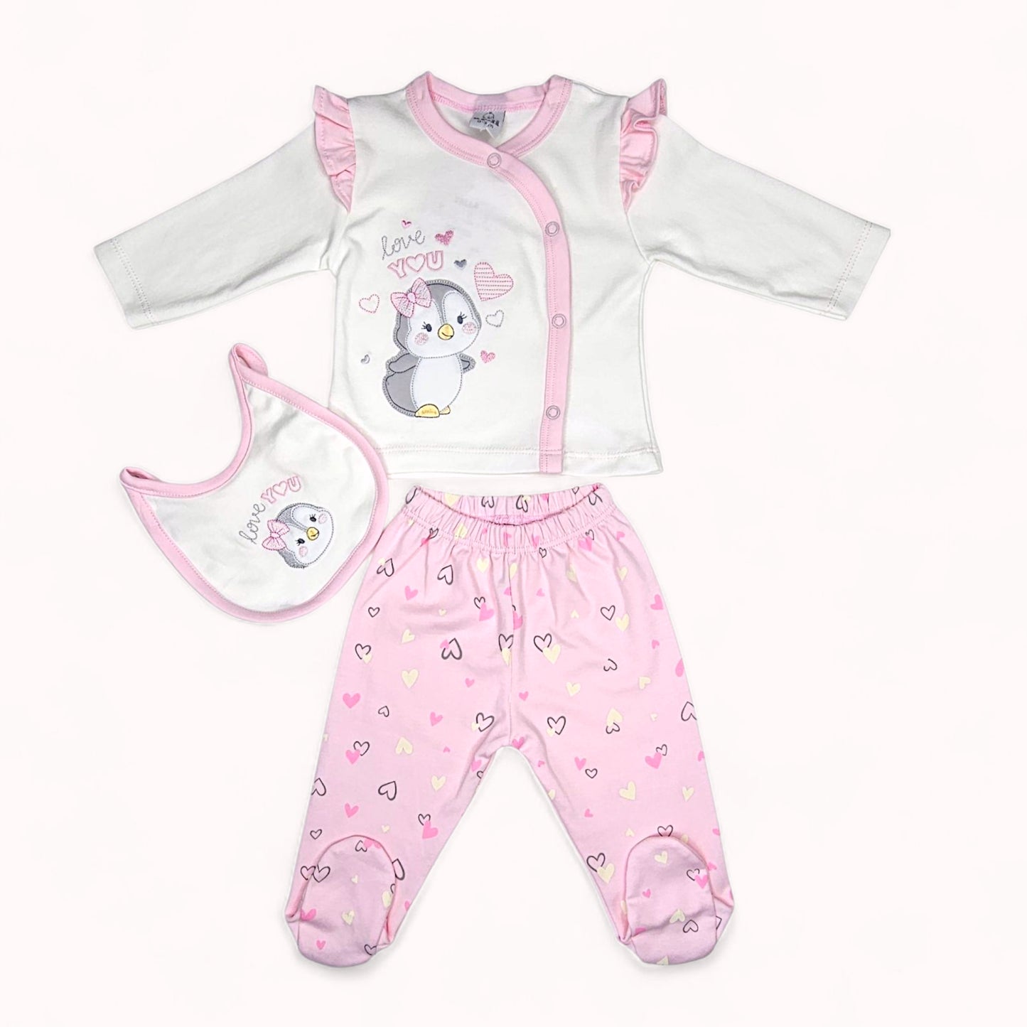 CONJUNTO DE 5PZ PARA BEBITA PINGUI LOVE