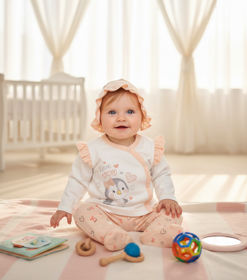 CONJUNTO DE 5PZ PARA BEBITA PINGUI LOVE