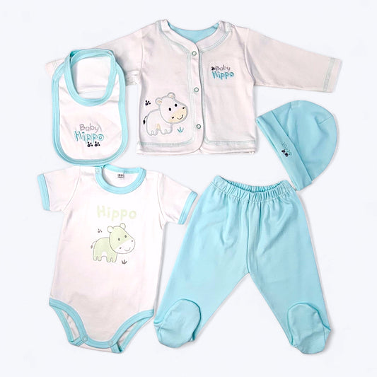 CONJUNTO DE 5PZ PARA VARONCITO BABY HIPPO