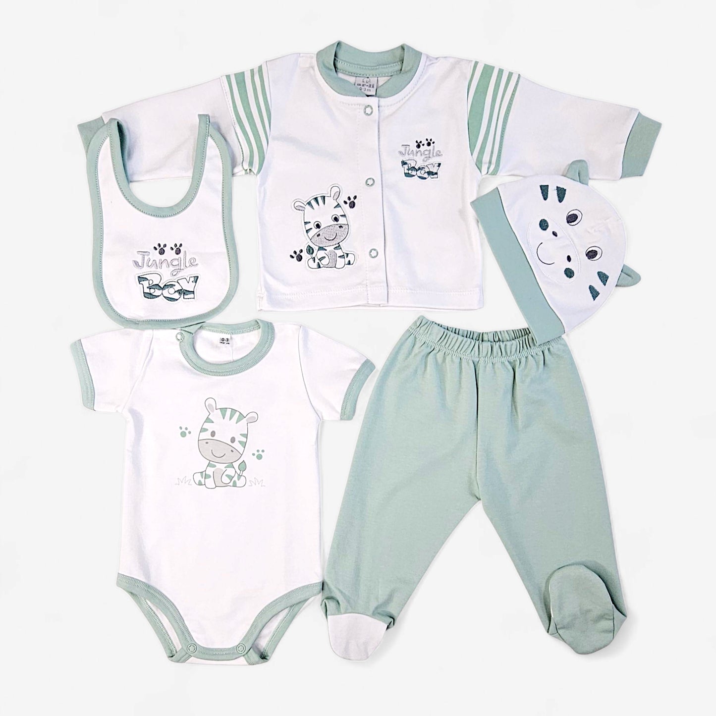 CONJUNTO DE 5PZ PARA VARONCITO JUNGLE BOY