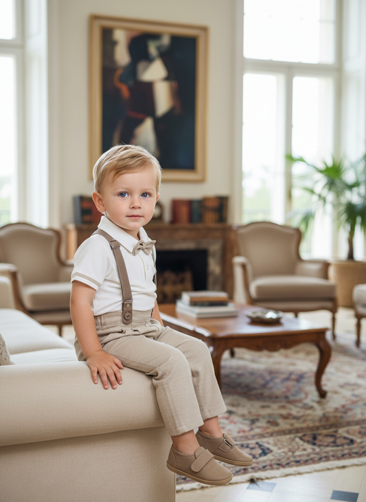 CONJUNTO ALEJANDRO Polo Crema - Pantalón Beige