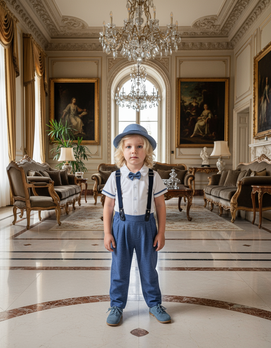 CONJUNTO ALEJANDRO Polo Blanco - Pantalón Azul