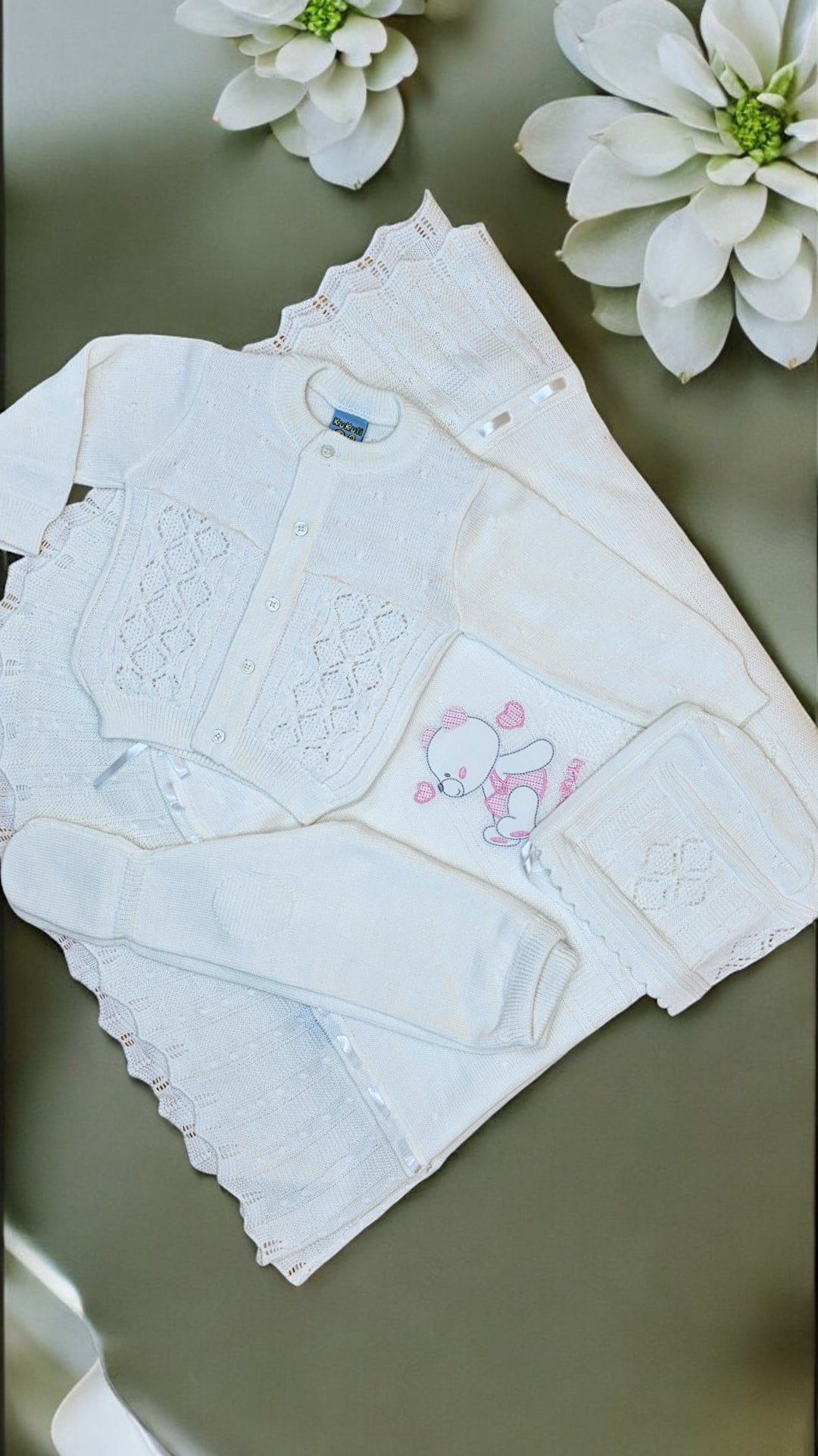 CONJUNTO CARICIA DE 4PZ EN COLOR BLANCO