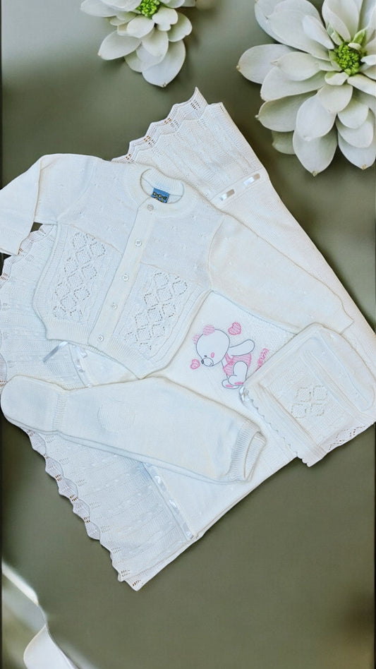 CONJUNTO CARICIA DE 4PZ EN COLOR BLANCO