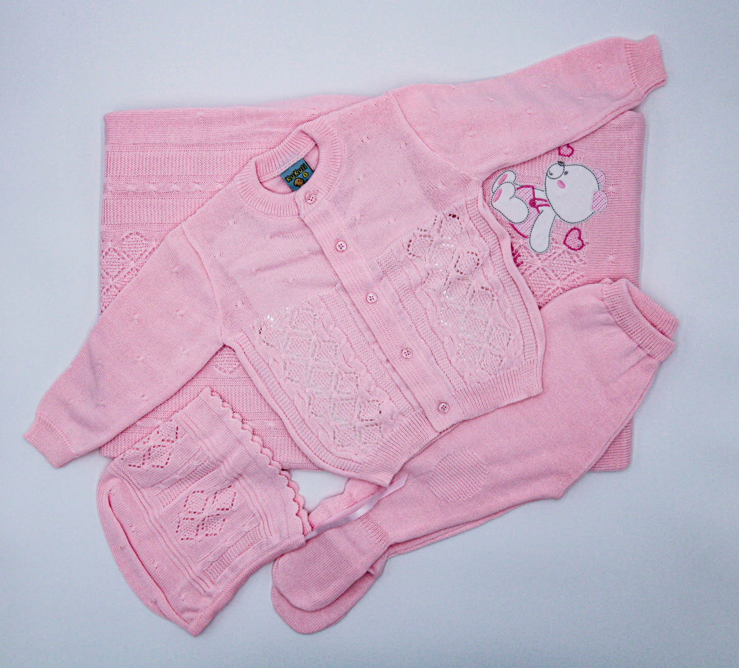 CONJUNTO CARICIA DE 4PZ EN COLOR ROSADO