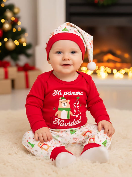 CONJUNTO MI PRIMERA NAVIDAD EN COLOR ROJO