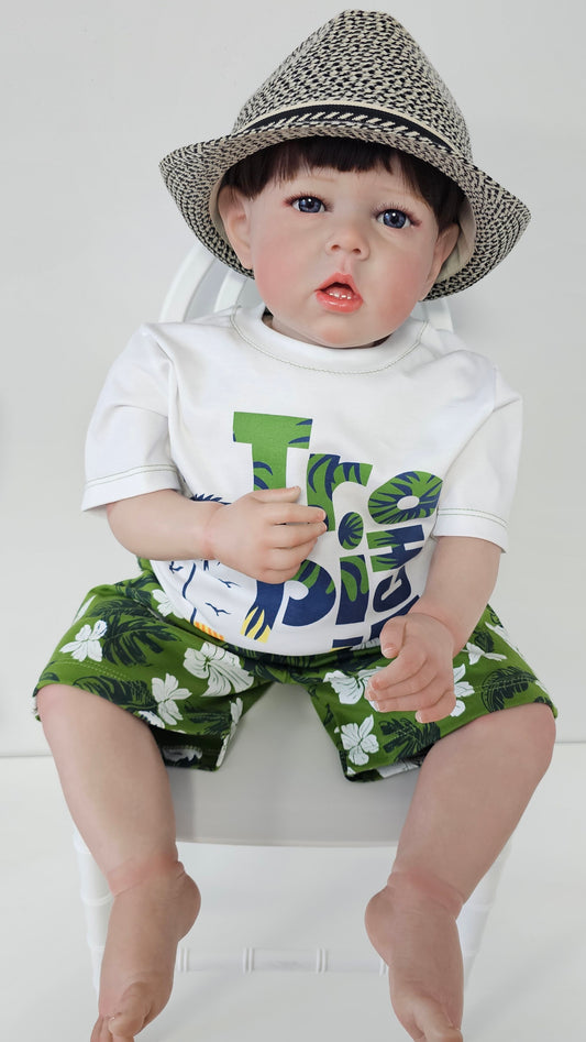 TROPICAL BEACH POLO C/SHORT EN COLOR VERDE-PERICO