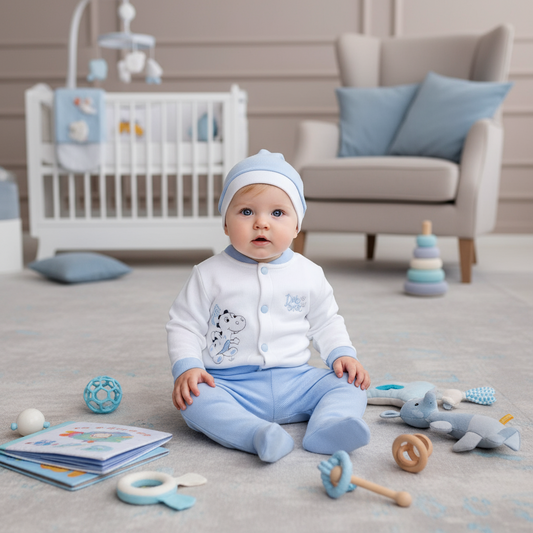 CONJUNTO DINOASAUR BOY 5PZ EN COLOR CELESTE