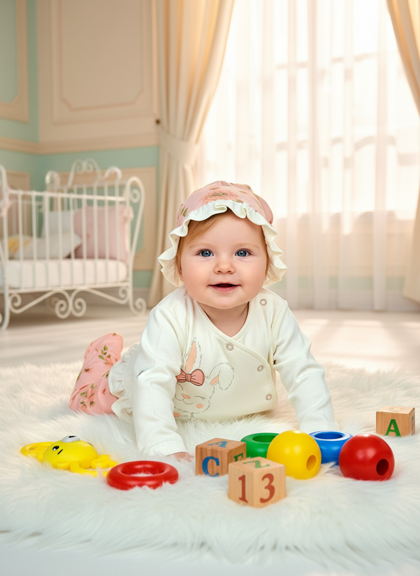 CONJUNTO BABY RABBIT 5PZ EN COLOR MELON