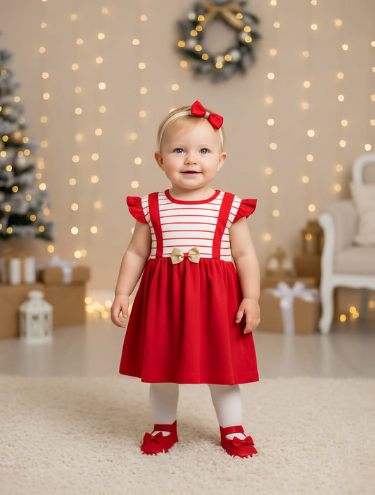 VESTIDO DE NAVIDAD CON RAYAS EN COLOR ROJO