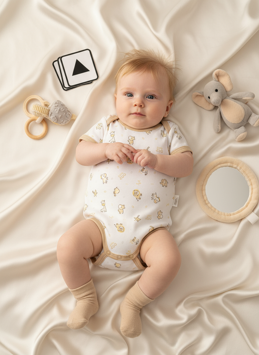 BODY MANGA CORTA ESTAMPADO COLOR BEIGE