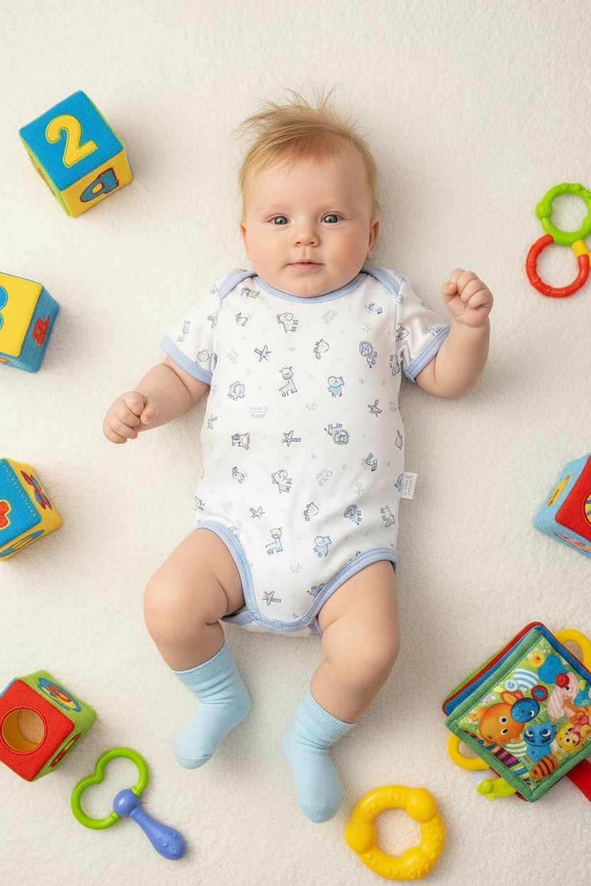 BODY MANGA CORTA ESTAMPADO COLOR CELESTE