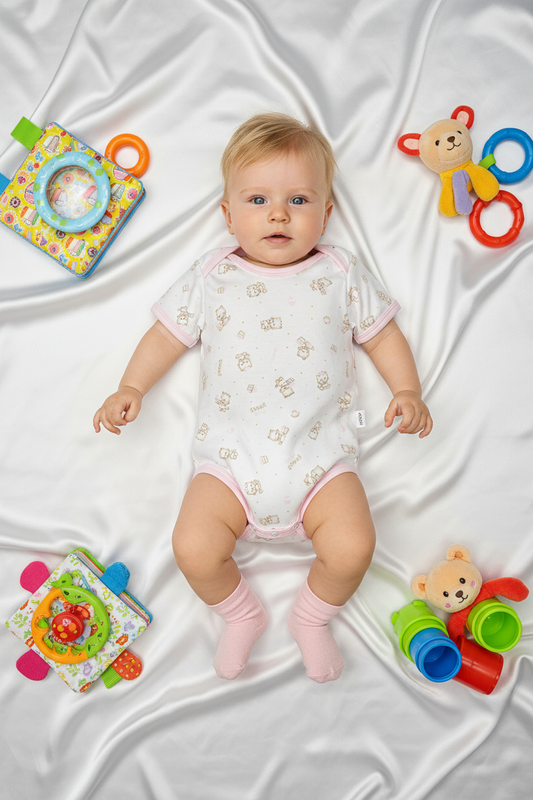 BODY MANGA CORTA ESTAMPADO COLOR ROSADO