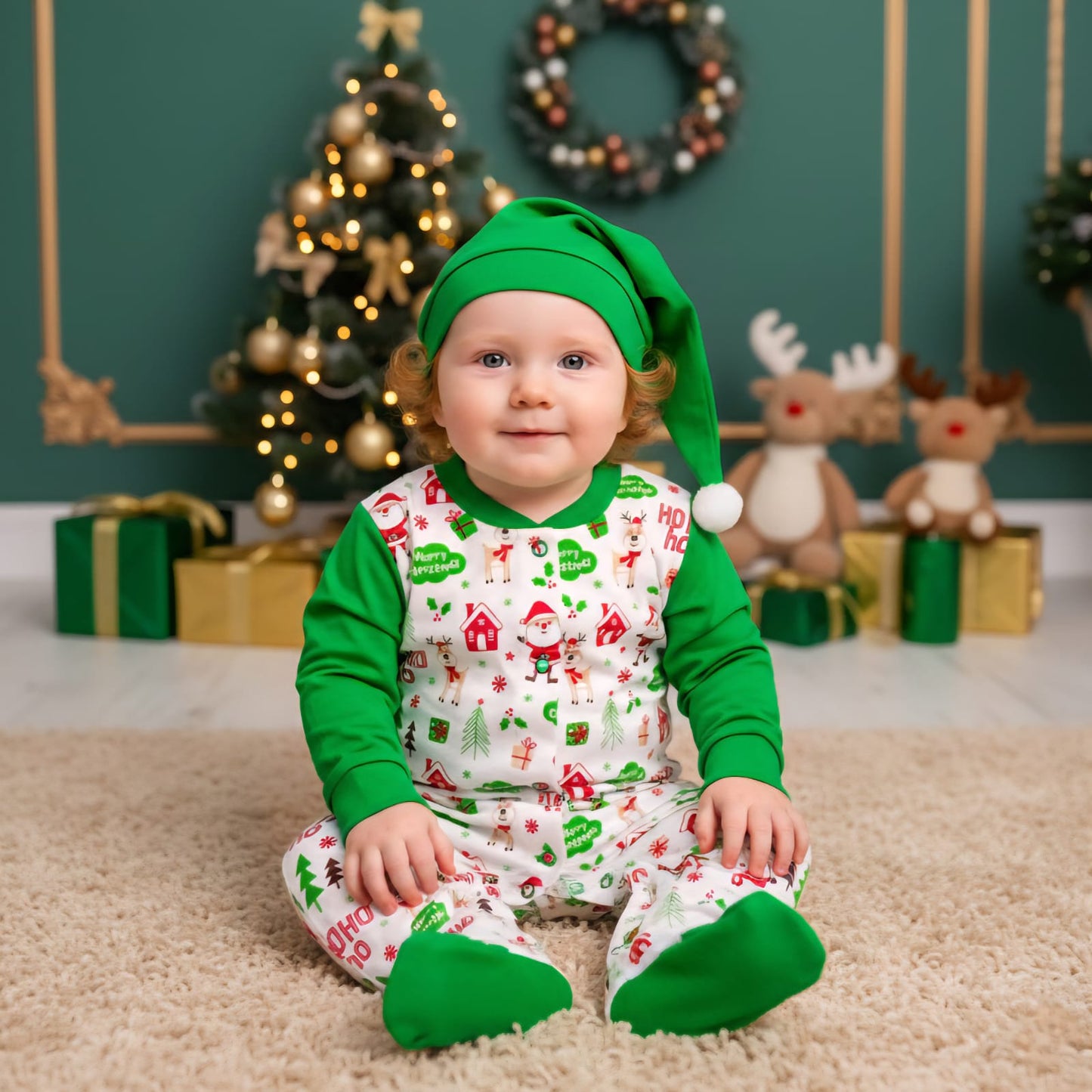 ENTERIZO LARGO DE NAVIDAD COLOR VERDE