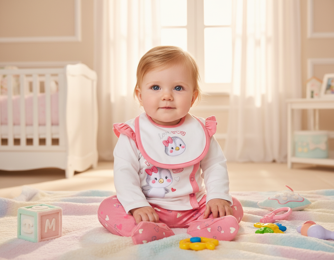 CONJUNTO DE 5PZ PARA BEBITA PINGUI LOVE