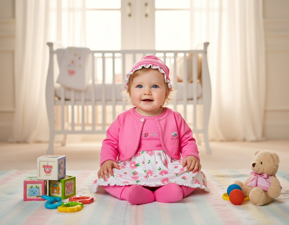 VESTIDO DE 5PZ LOVELY EN COLOR CHICLE