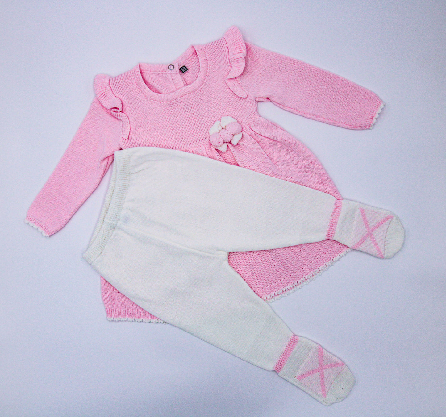 CONJUNTO MOTITA HILO TACTO EN COLOR ROSADO