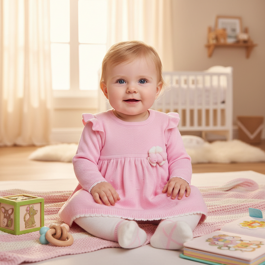 CONJUNTO MOTITA HILO TACTO EN COLOR ROSADO