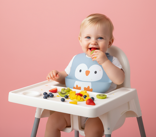 Babero de Silicona en Color Celeste